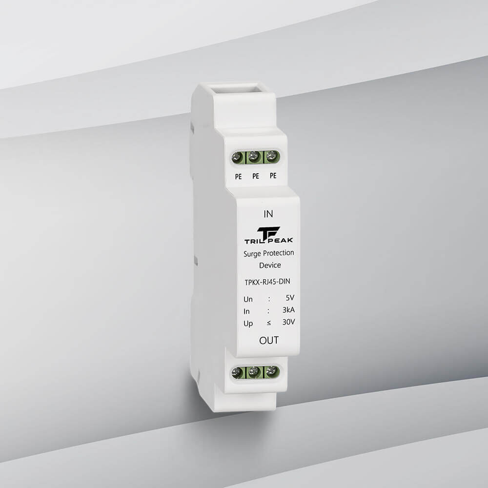 RJ45 surge protection with DIN rail installation for structured cabling