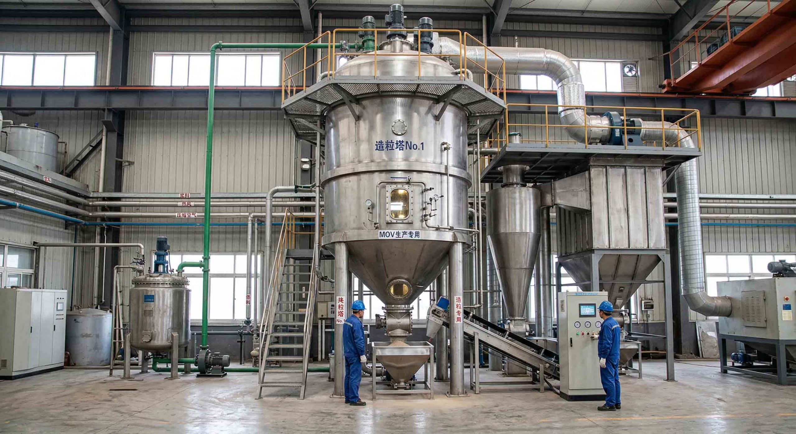 TrilPeak MOV production facility — granulation tower and spray dryer